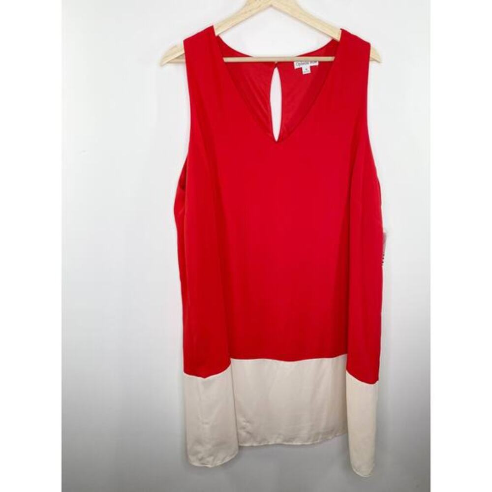 Ophelia Roe Risk Red‎ Ivory Colorblock Sleeveless Dress Women's Plus Size 1X NWT